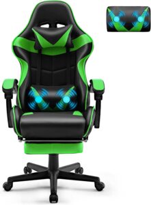 Soontrans-silla-gamer-gaming-color-verde-negro-con-masajeador